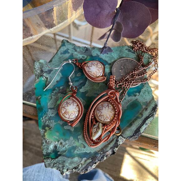 Wire Wrap Jewelry Set, Czech Glass, WireWeavedUniques - Picture 7 of 10